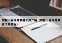 微信小程序开发者工具介绍（微信小程序开发者工具教程）