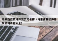 马来西亚软件开发公司名称（马来西亚软件开发公司名称大全）