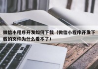 微信小程序开发如何下载（微信小程序开发下载的文件为什么看不了）