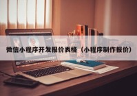 微信小程序开发报价表格（小程序制作报价）