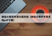 微信小程序开发介绍文档（微信小程序开发文档pdf下载）